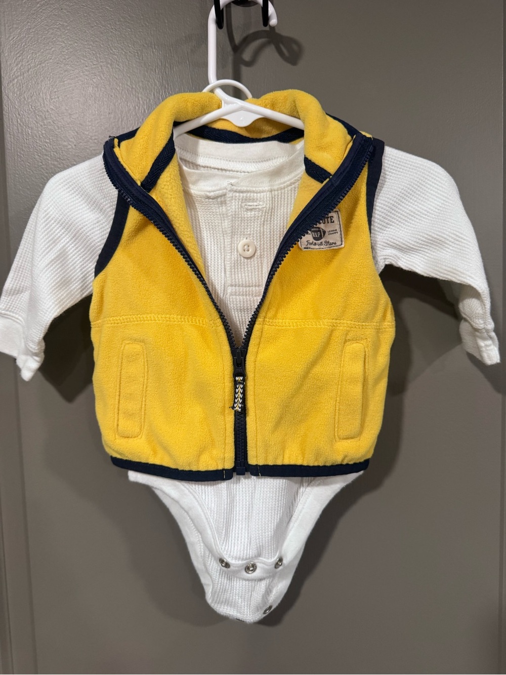 Curated 3 piece outfit with vest, shirt, and pants. 0-3 months.